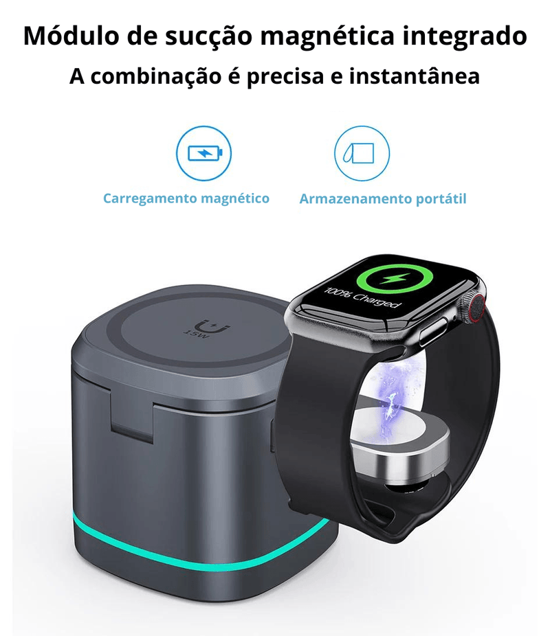 Carregador Por Indução 3 em 1 Mega Pawer - My Store